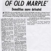 Newspaper report &quot;Fight to Save a Bit of Old Marple&quot; : 1964