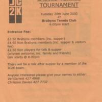 Brabyns Tennis Club Flyer : 2000