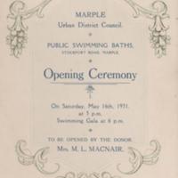 Marple Swimming Baths : Opening Ceremony Invitation Cards : 1931