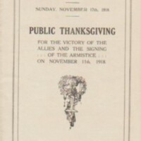 Programme for Public Thanksgiving Service 11.11.1918