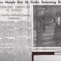 Newspaper article re opening of Marple Swimming Baths