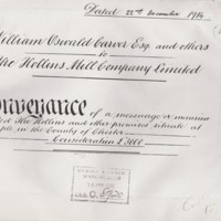 Conveyance of The Hollins and other Marple premises - William Oswald Carver and others to Hollins Co. Ltd Mill 1914