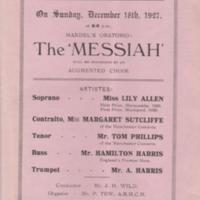 Programme : Handel&#039;s  Messiah at Marple Ridge Church : 1927