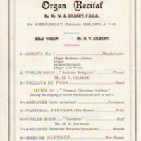 Programme for Organ Recitals 1911 &amp; 1915