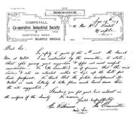 Memorandum from Co-operative Industrial Society dated 1909