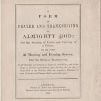 Form &amp; Prayer of Thanksgiving 1894